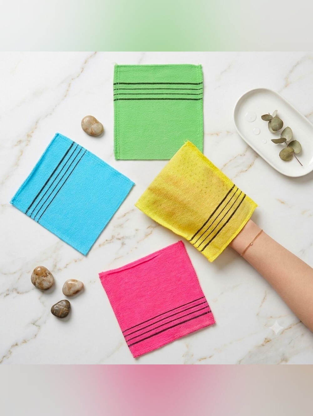 K-beauty Korean Exfoliating scrubbing Towel Mitt instant dead skin remover 4pc